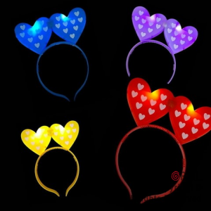 VINCHA 2 CORAZONES LUMINOSA COLORES SURTIDOS  X 1